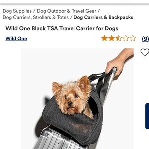 Wild One Black TSA Travel Carrier for Dogs